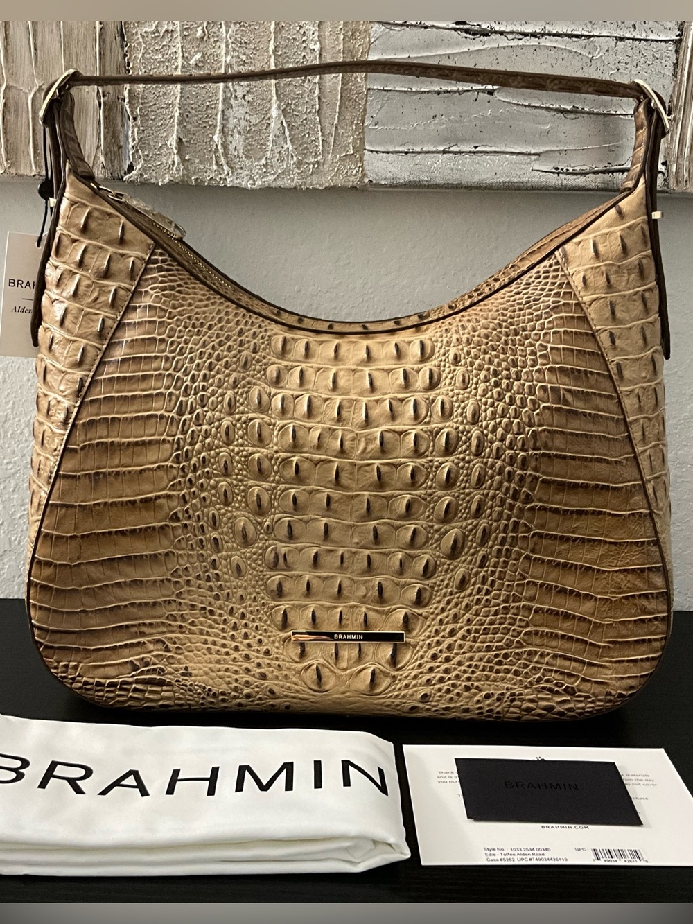 Brahmin Edie TOFFEE ALDEN ROAD Soft Slouchy Leather Shoulder Bag NWT